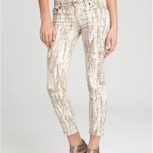 FREE PEOPLE white and green Pants